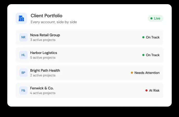 See every client account in one place