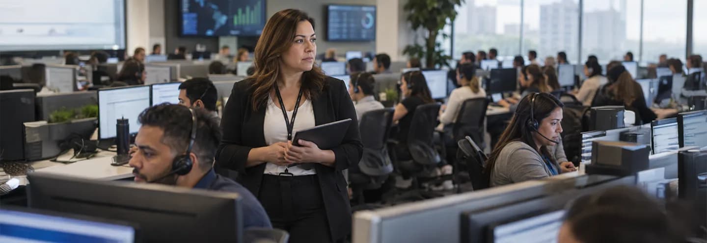 Contact center team collaborating during a BPO operations pilot