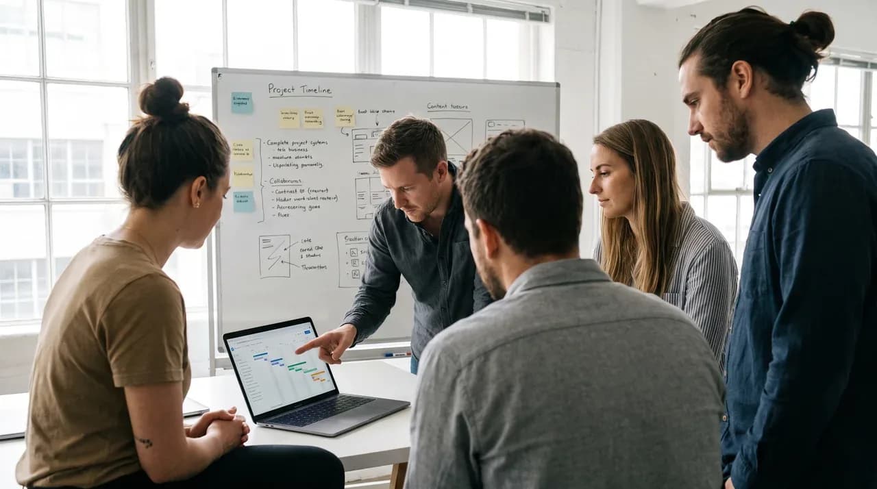 Agency leads reviewing an account during an outsourcing pilot
